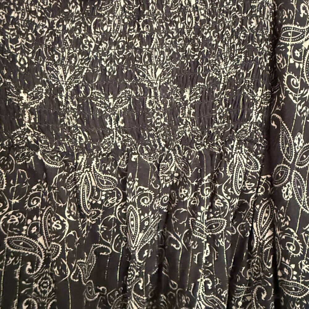 Bloomfield Paisley Smocked Peasant Top L Puff Sleeve Square Neck Boho Milkmaid - Picture 9 of 12